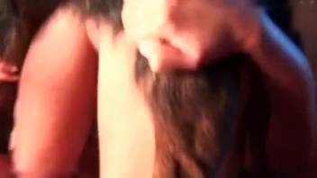 Beast examines her tiny pussy in animal sex video