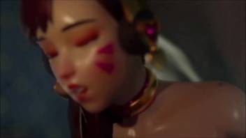 D.Va having fun with 3D monster hentai action right here
