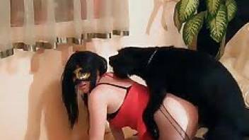 Sweetheart is fucking with a big black doggy