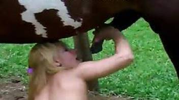 Awesome horse sex scene with a blonde