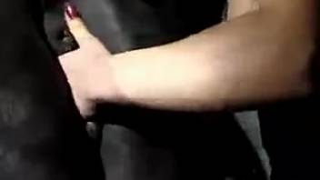 Female bestiality scene with lesbian fisting of a horse's vagina