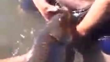 Man screws dog prior to banging a fish. Complimentary zoophilia and beast sex content