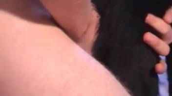 Man banging his bitch to make her climax intensely
